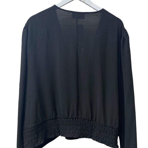 LANE BRYANT Top Plus Size 30/32 Black Crisscross Blouse Cropped Elastic Hem NWT - Picture 4 of 11
